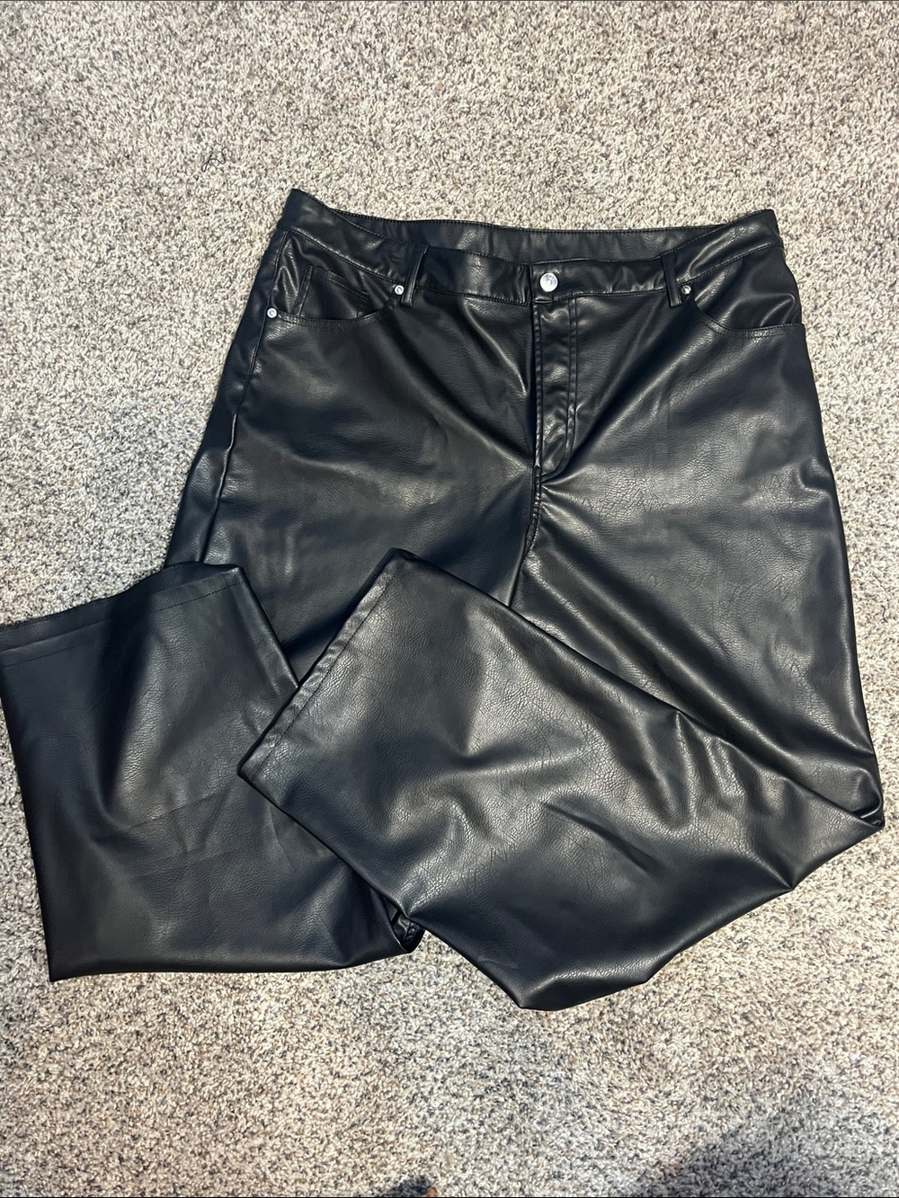 Divided Wide Leg Faux Leather Pants in Black, Size 18